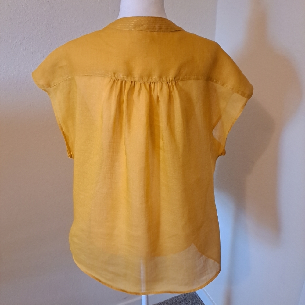 Banana Republic Oversized Ramie Shirt Mustard Size L Tall Excellent Condition - Picture 2 of 7